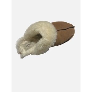 UGG Coquette Slippers Womens 7 Chestnut Suede Shearling Fur Lined Scuff Cozy